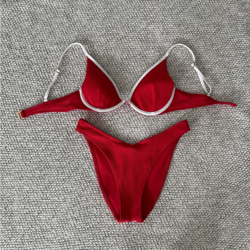 Hollister Vibrant Red and White Bikini